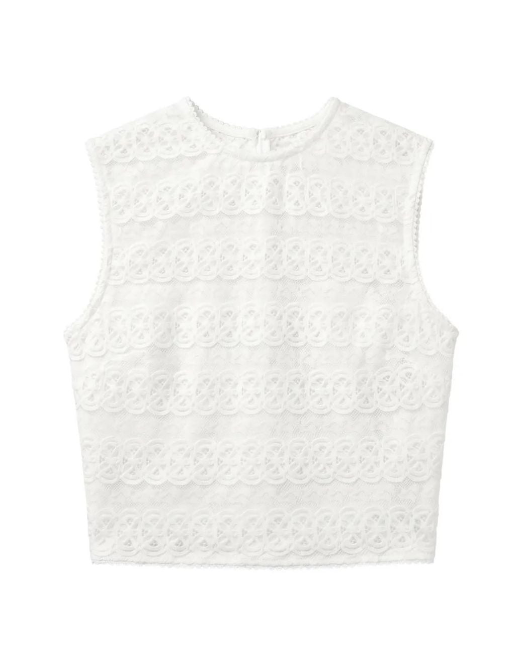Charo Ruiz White Corin Lace Cropped Top