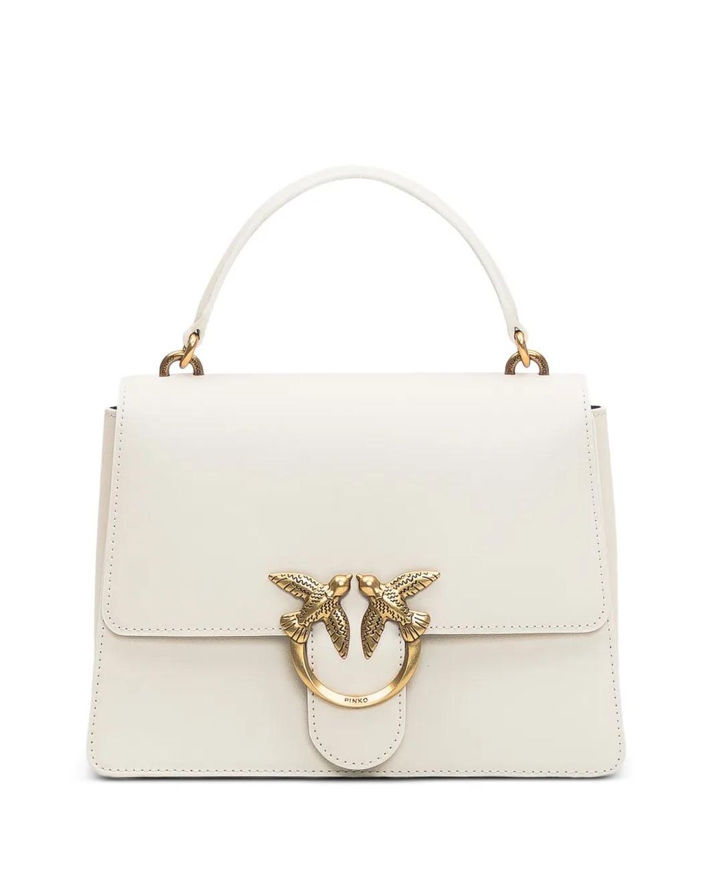 Pinko White Medium Love Leather Tote Bag