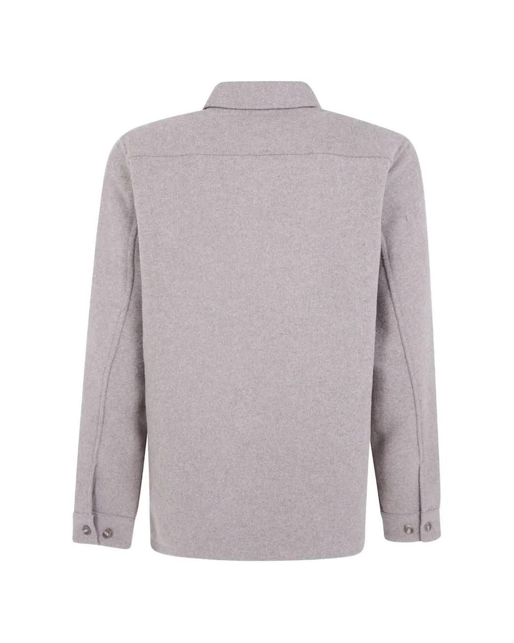 Les Deux Gray Wool Button-Up Overshirt for men