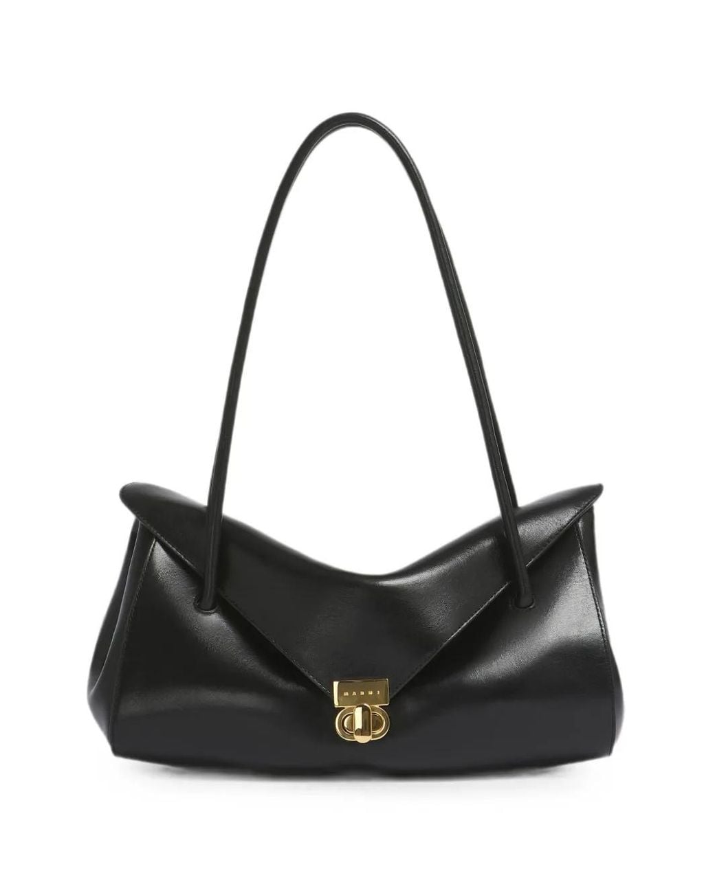Marni Black Leather E/W Shoulder Bag