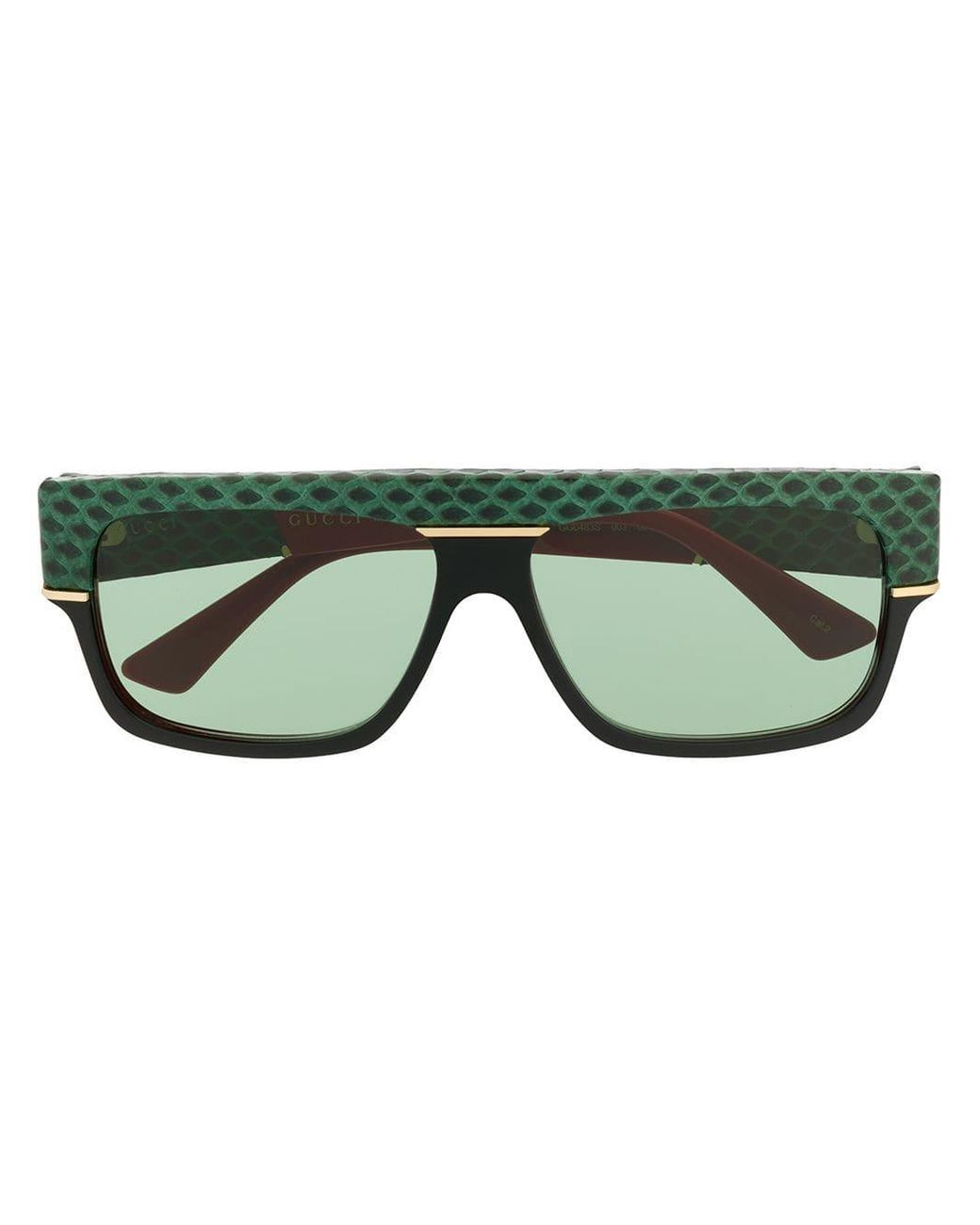 Gucci Snake Skin Detail Sunglasses in Green | Lyst