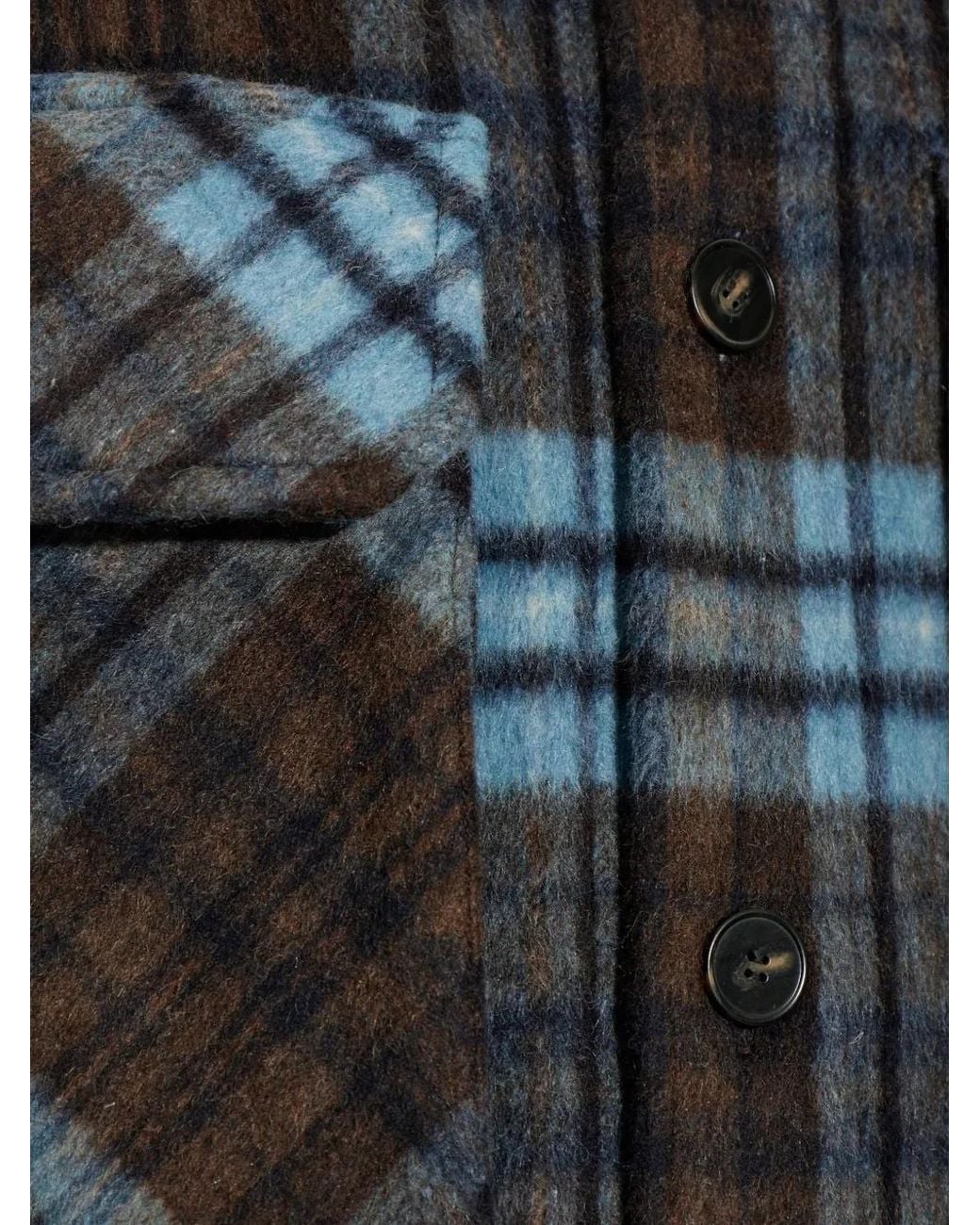 Entire studios Blue Check-Pattern Button-Up Jacket for men