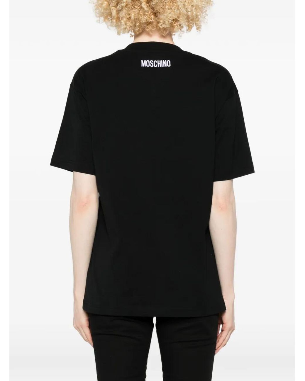 Moschino Black Check-Patchwork T-Shirt