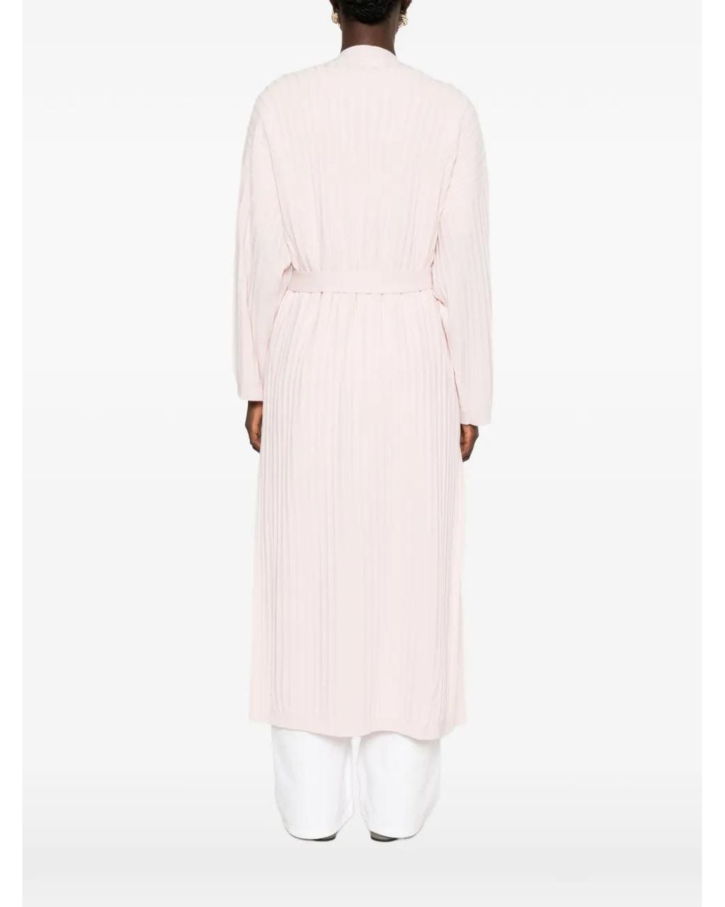 Fabiana Filippi Pink Ribbed Belted Cardigan