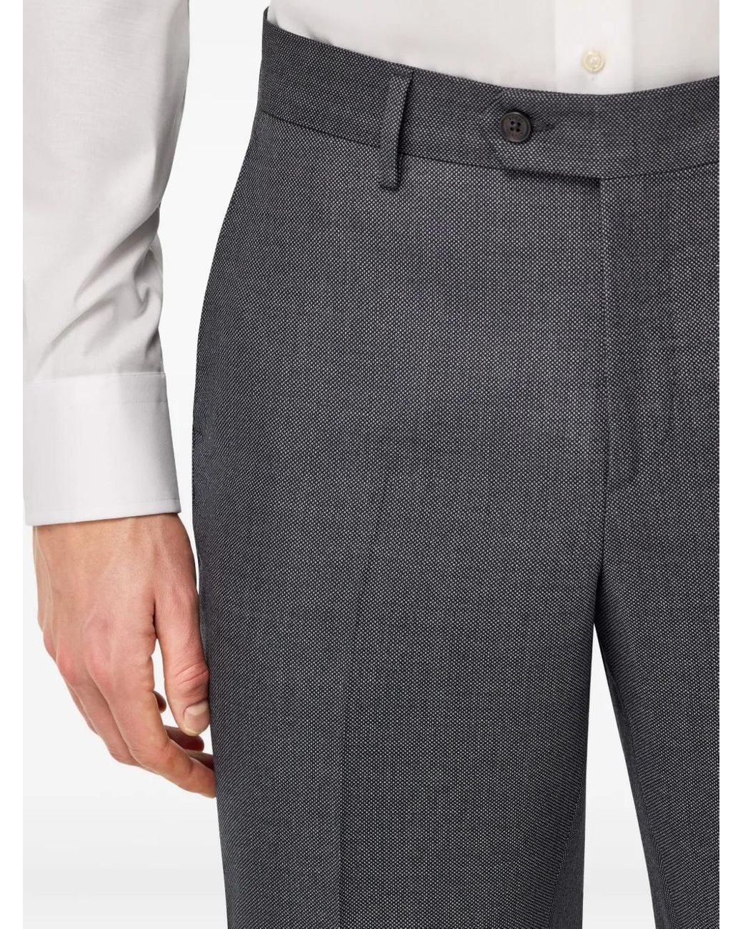 Boggi Gray Bird's Eye Wool Trousers for men