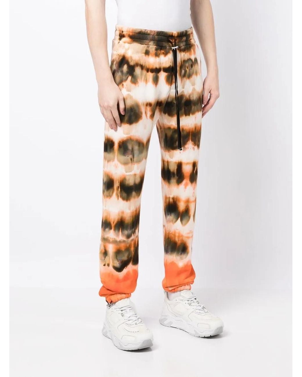 Amiri Orange Tie-Dye Print Cotton Track Pants for men