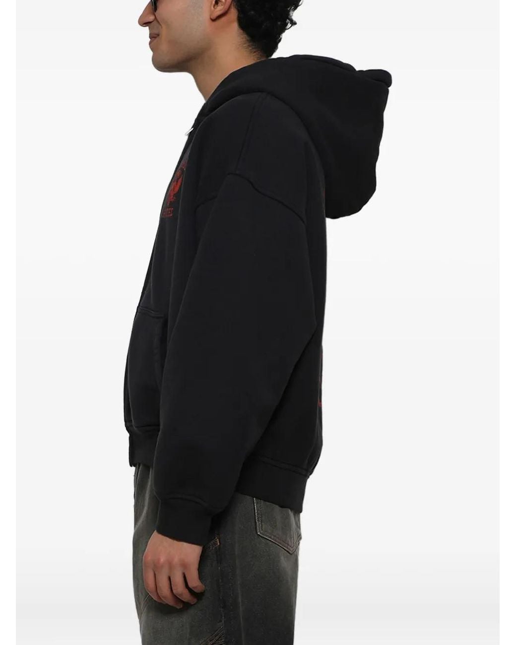 Rhude Black St. Zip-Up Hoodie for men