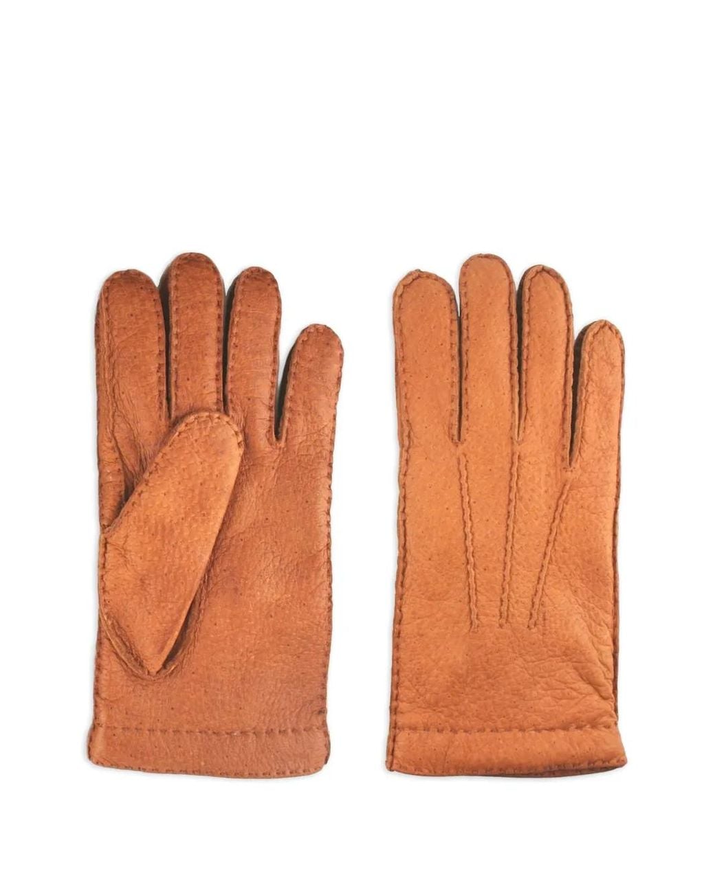 Restelli Orange Handschuhe Aus Leder