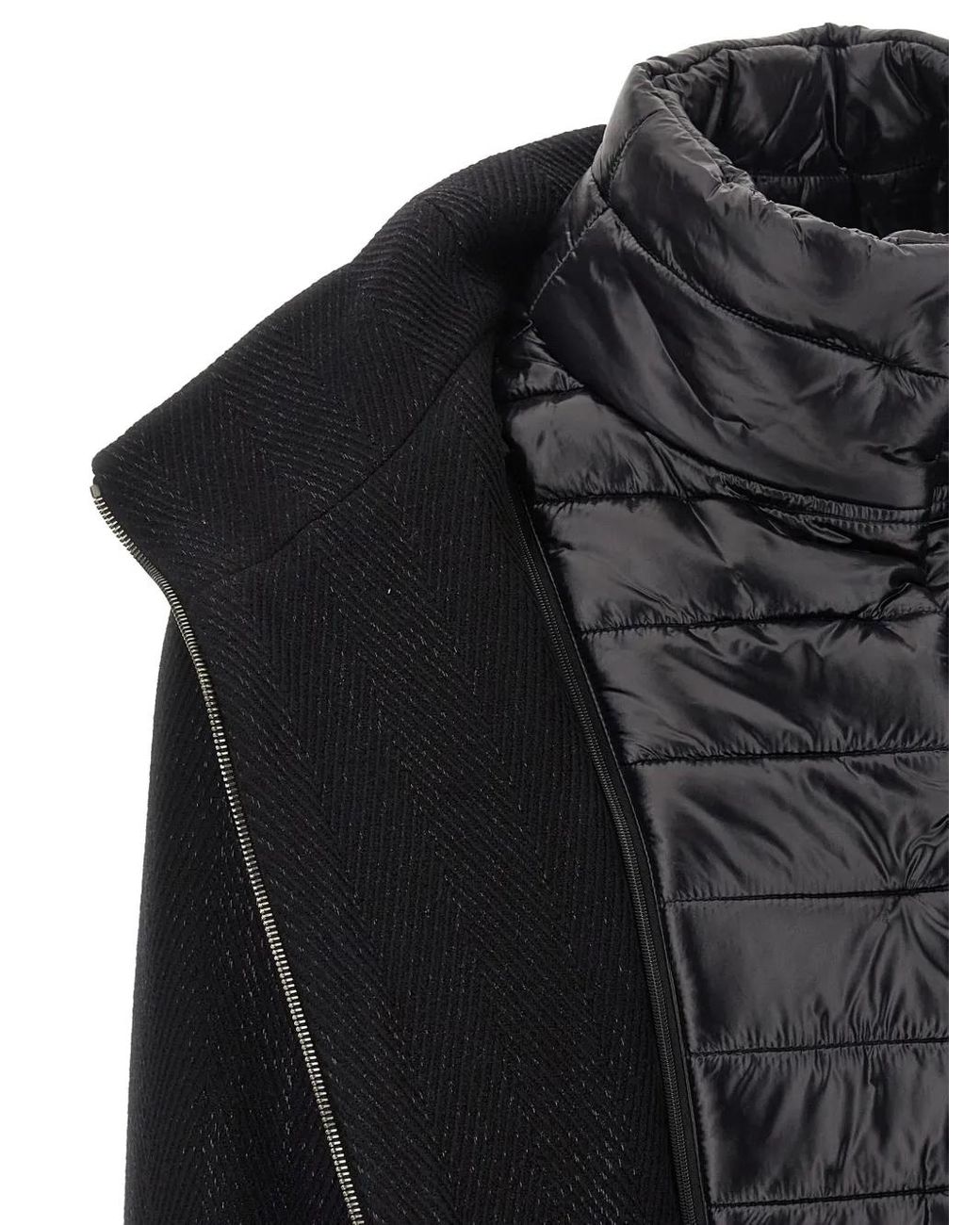 Herno Black Lamé Thread And Wool Coat