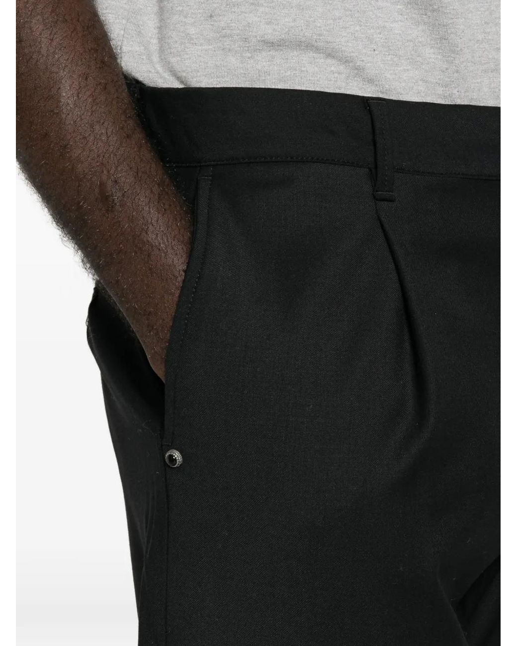 White Sand Black Sammy Pleated Straight-Leg Trousers for men