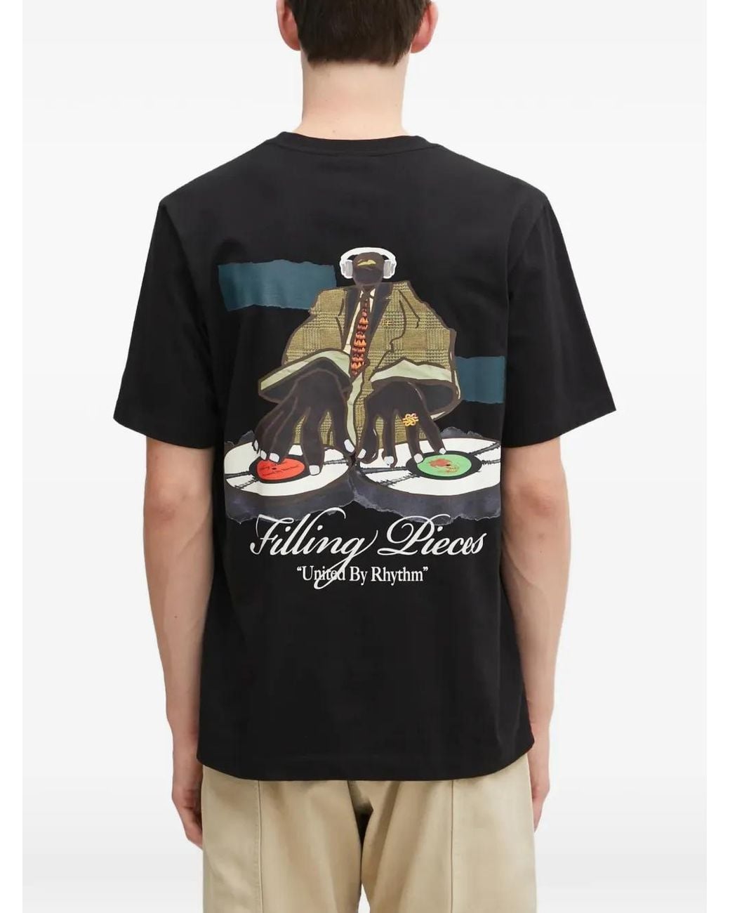 Filling Pieces Black Graphic Short-Sleeve T-Shirt for men