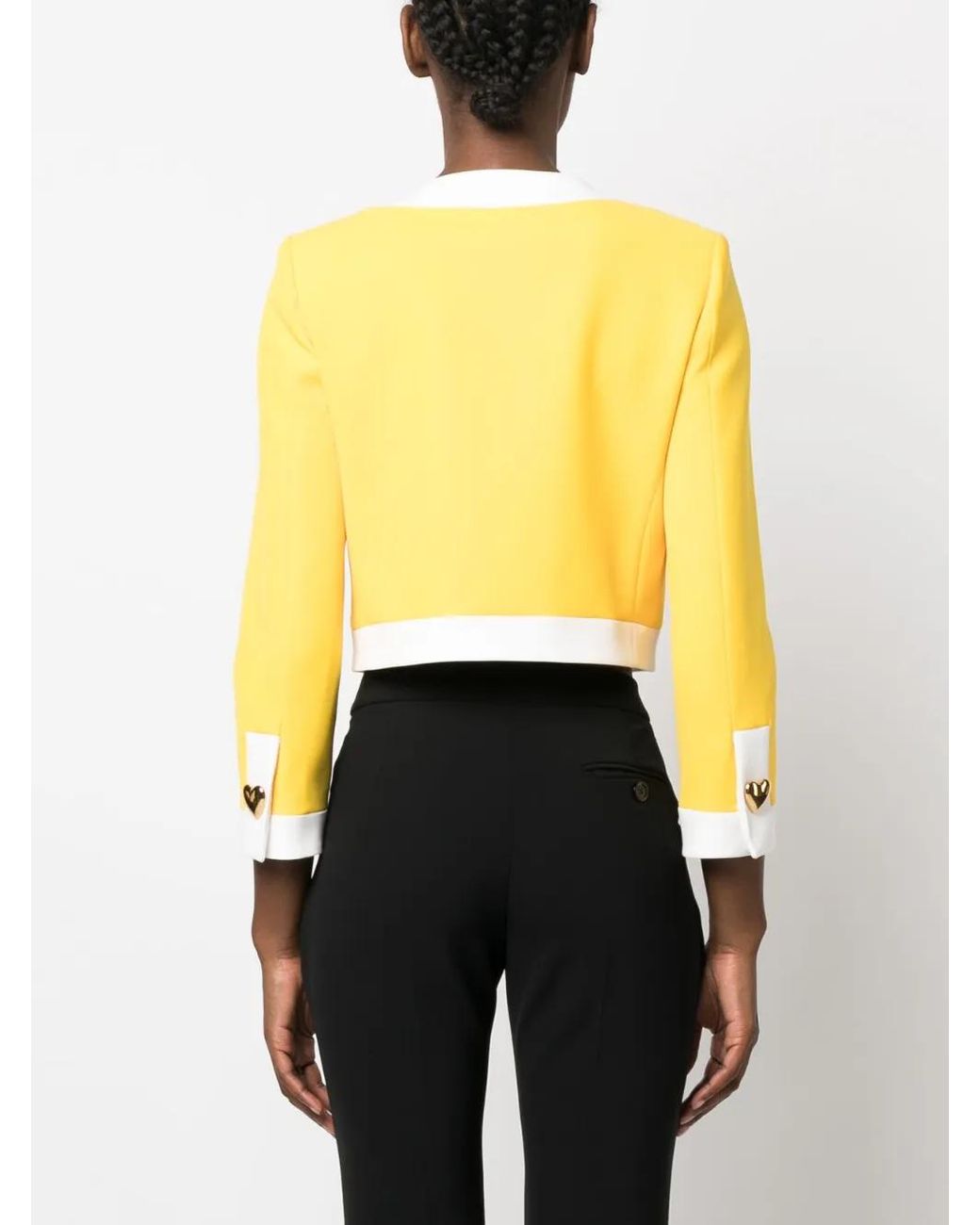 Moschino Metallic Crop Jacket With Applique