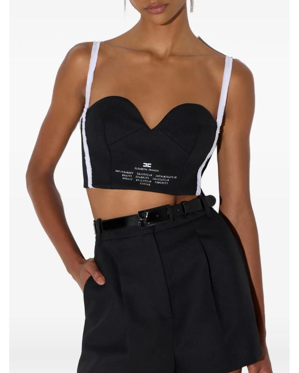 Elisabetta Franchi Black Soutien-Gorge En Laine À Logo Imprimé