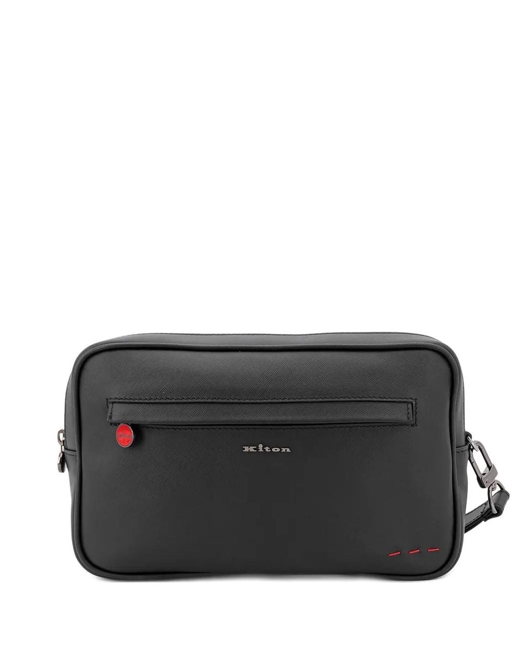 Kiton Black Zip-Up Clutch for men