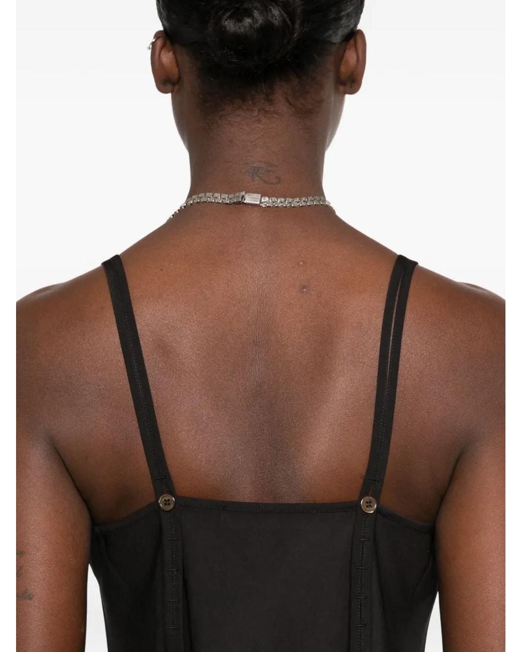 Our Legacy Black Glide Button-Detailed Scoop-Neck Midi Dress