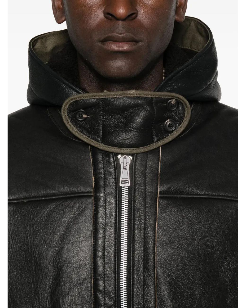 Our Legacy Black Blizzard Hooded Leather Jacket for men
