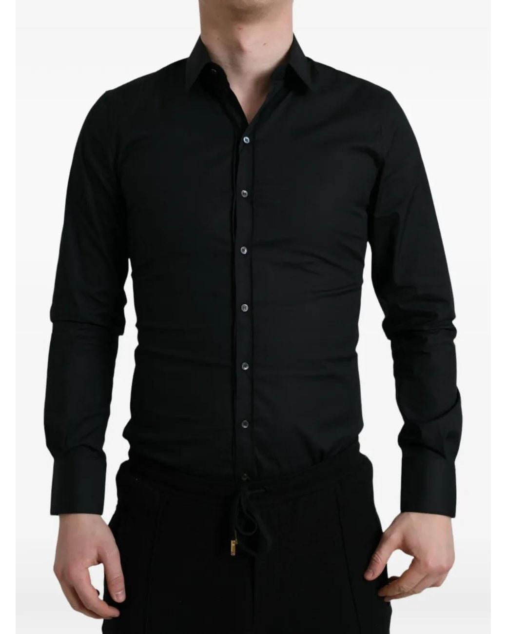 Dolce & Gabbana Black Chemise Cintrée À Manches Longues for men