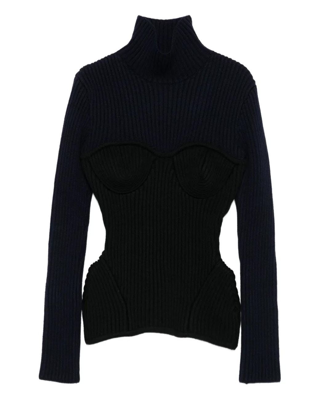 Jean Paul Gaultier Black Merino Wool-Blend Top