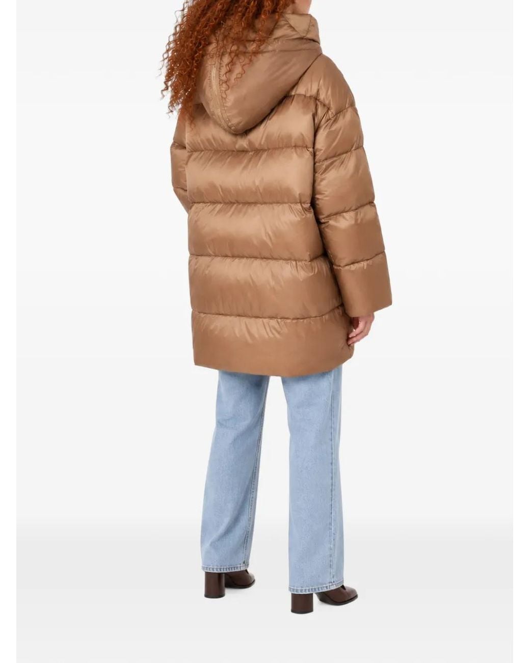 Max Mara Natural Quilted Hooded Coat