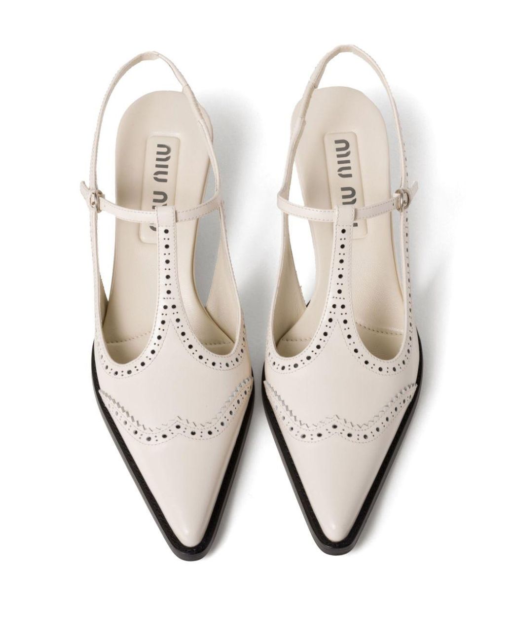Miu Miu Brogue Slingback Pumps in White | Lyst