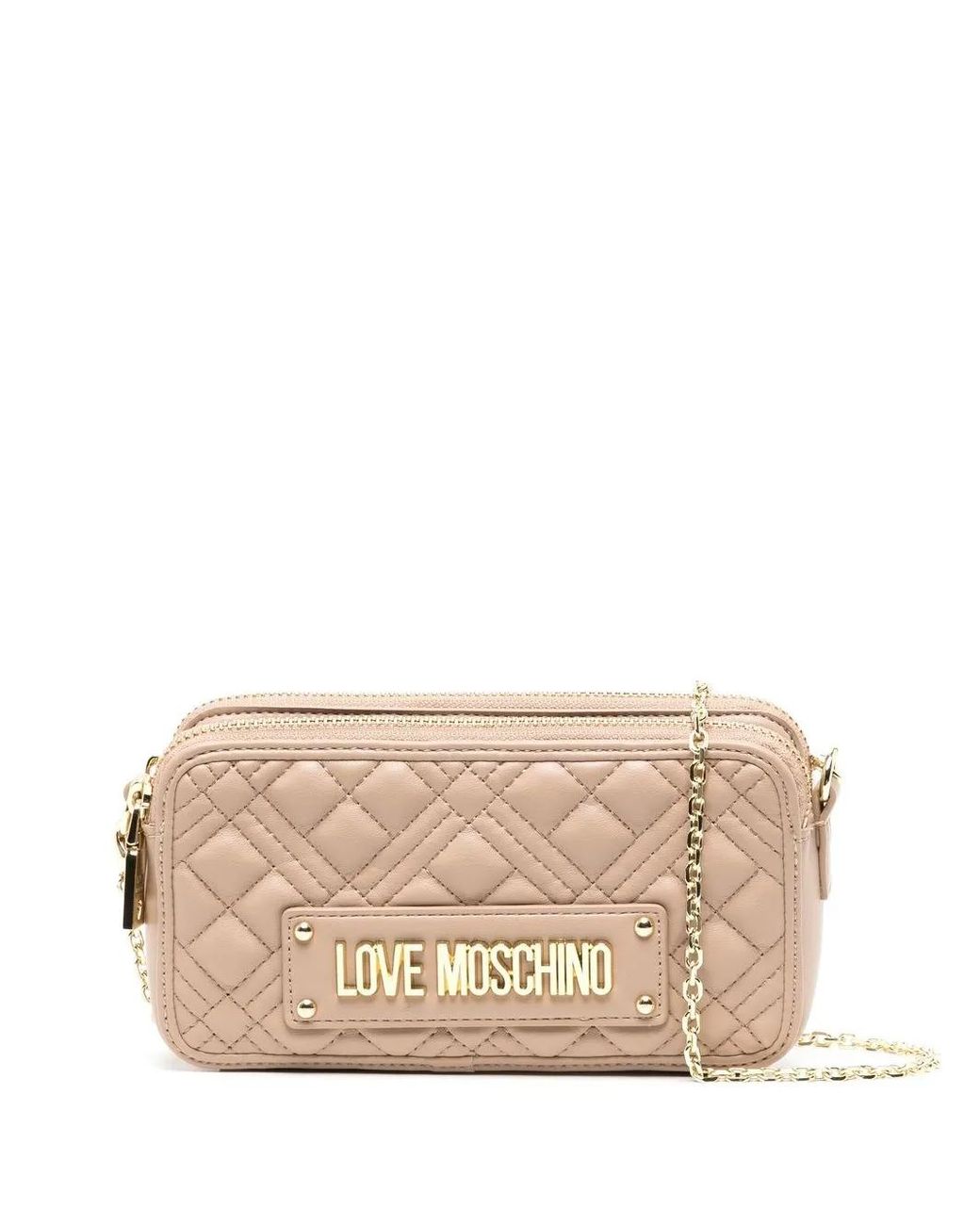 Love Moschino Natural Quilted Crossbody Bag