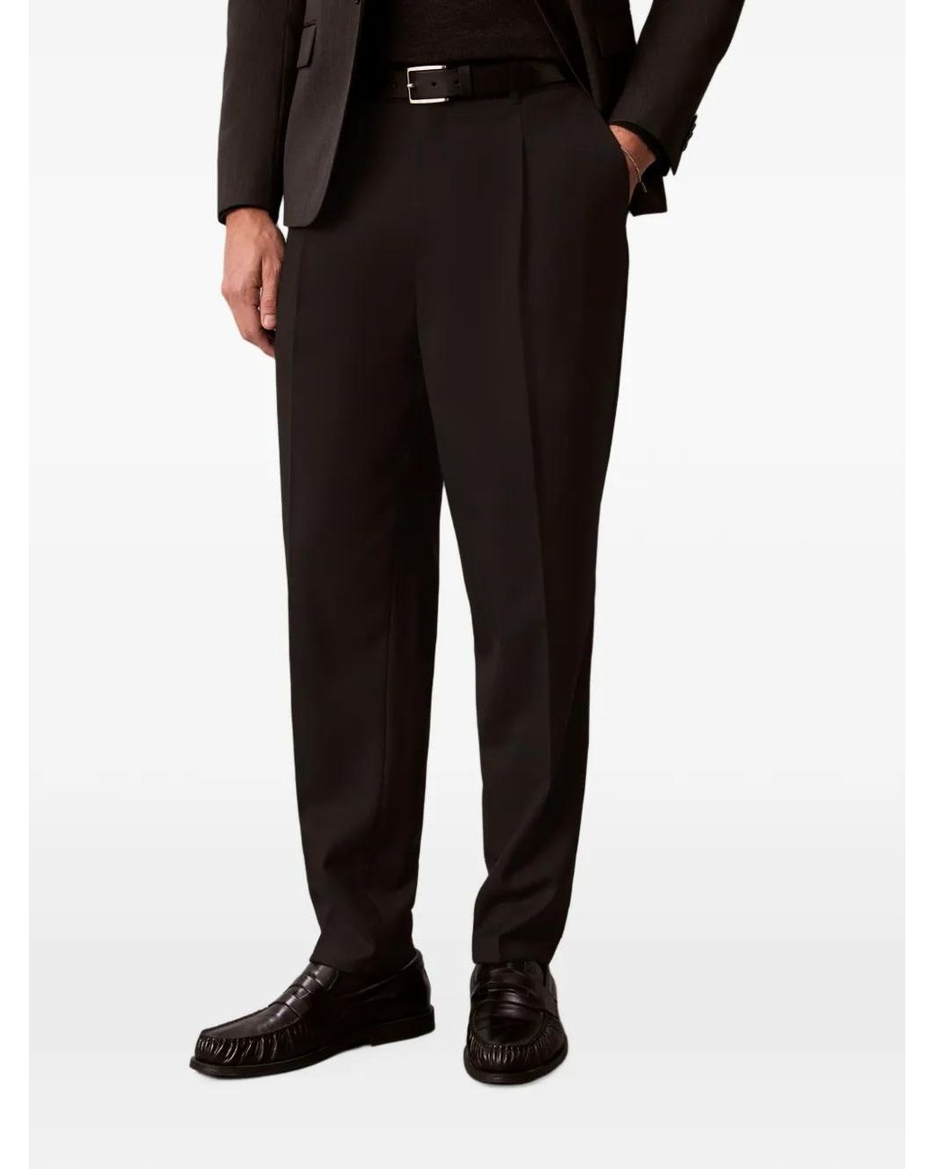 Calvin Klein Black Regular Tapered Trousers for men