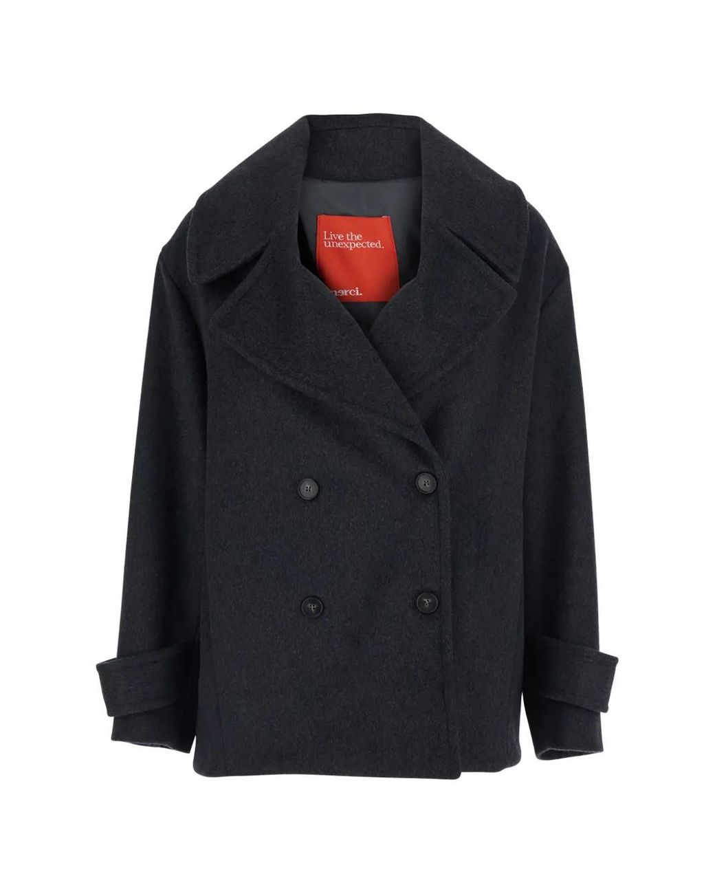 ..,merci Black Manteau À Boutonnière Croisée