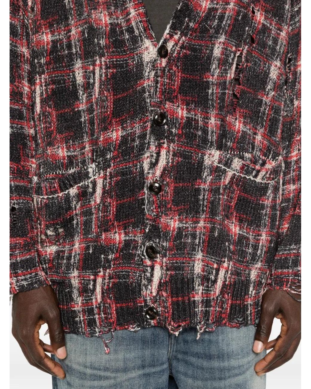 R13 Brown Frayed Cardigan for men