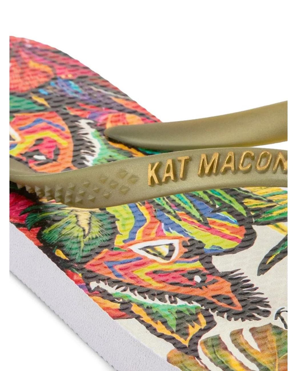 Kat Maconie Natural Sola Tropical-Print Flip-Flops