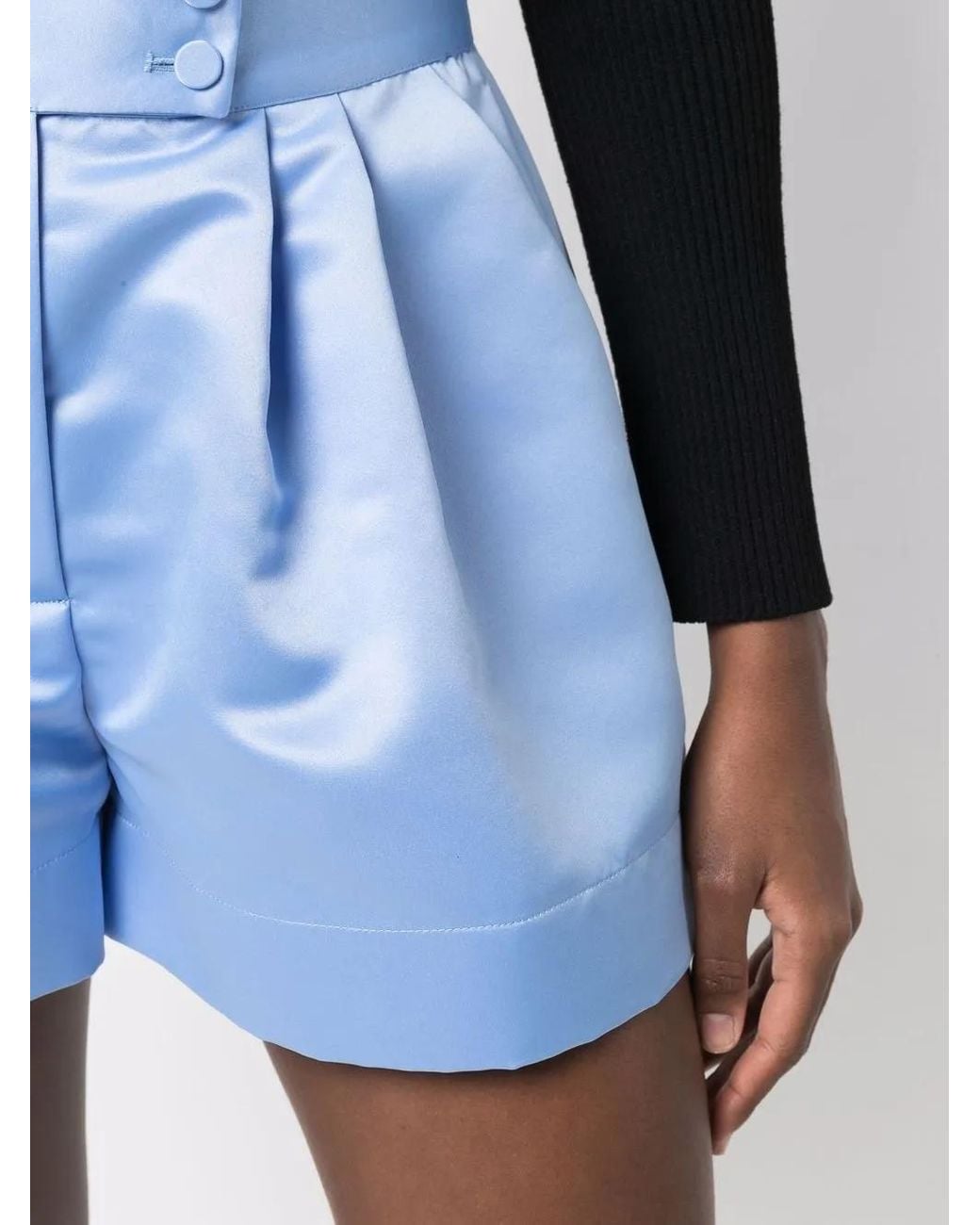 Styland Blue Satin Tailored Shorts