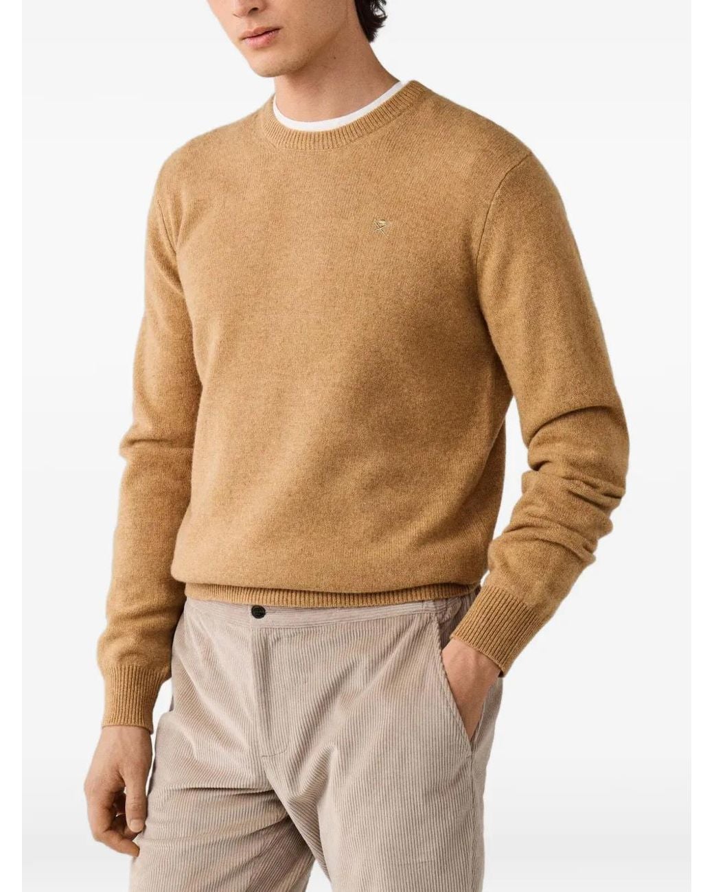 Hackett Natural Lambswool Crew-Neck Knit for men