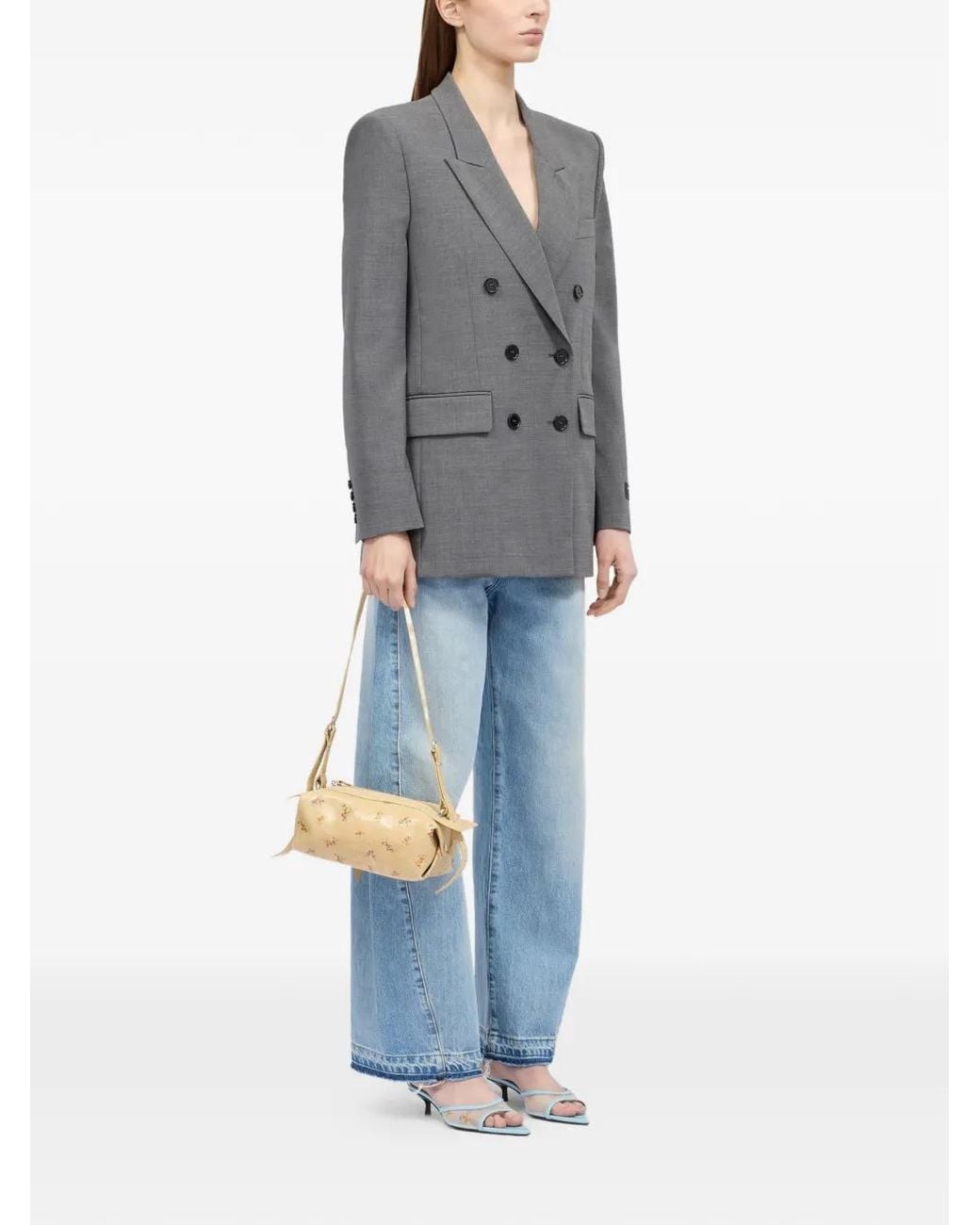 MSGM Gray Double-Breasted Blazer