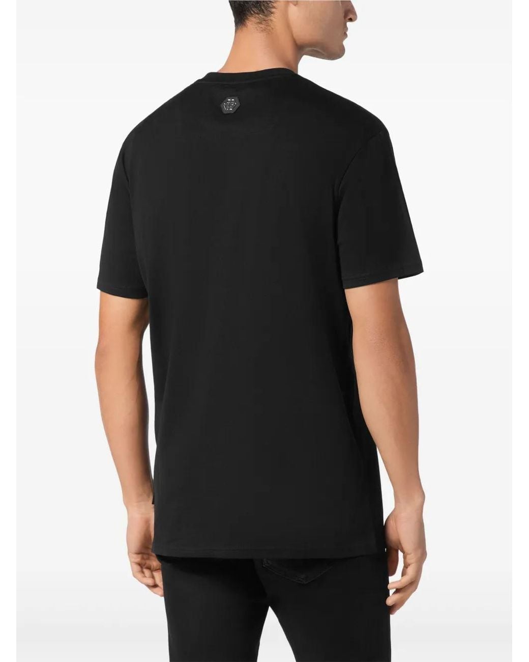 Philipp Plein Black Jersey T-Shirt Round Neck Ss Cars Racing for men
