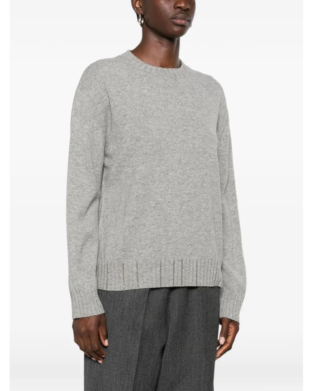 Fabiana Filippi Gray Monili-Embellished Sweater