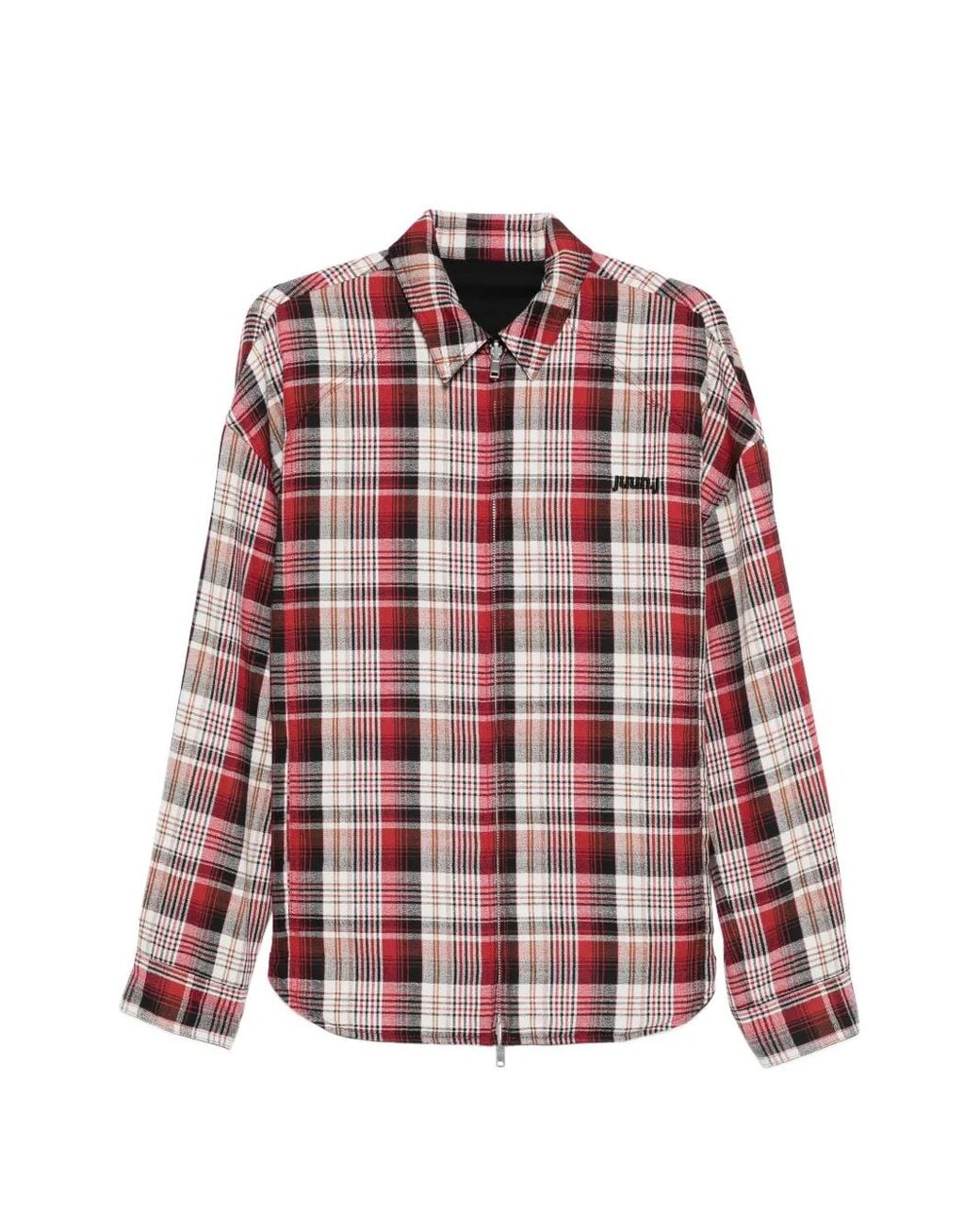 Juun.J Red Chemise Zippée À Carreaux for men