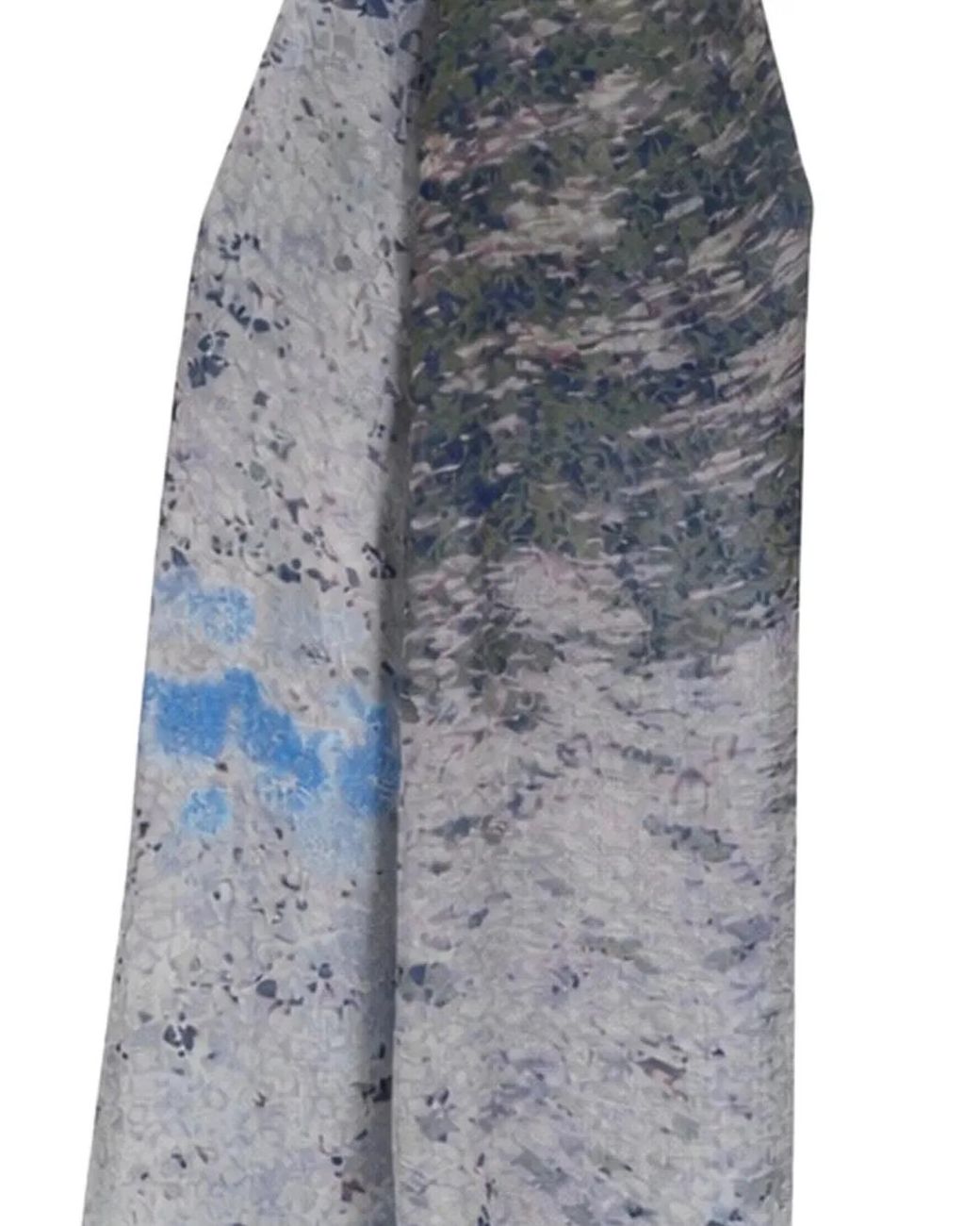 Akris Blue Printed Frayed Scarf