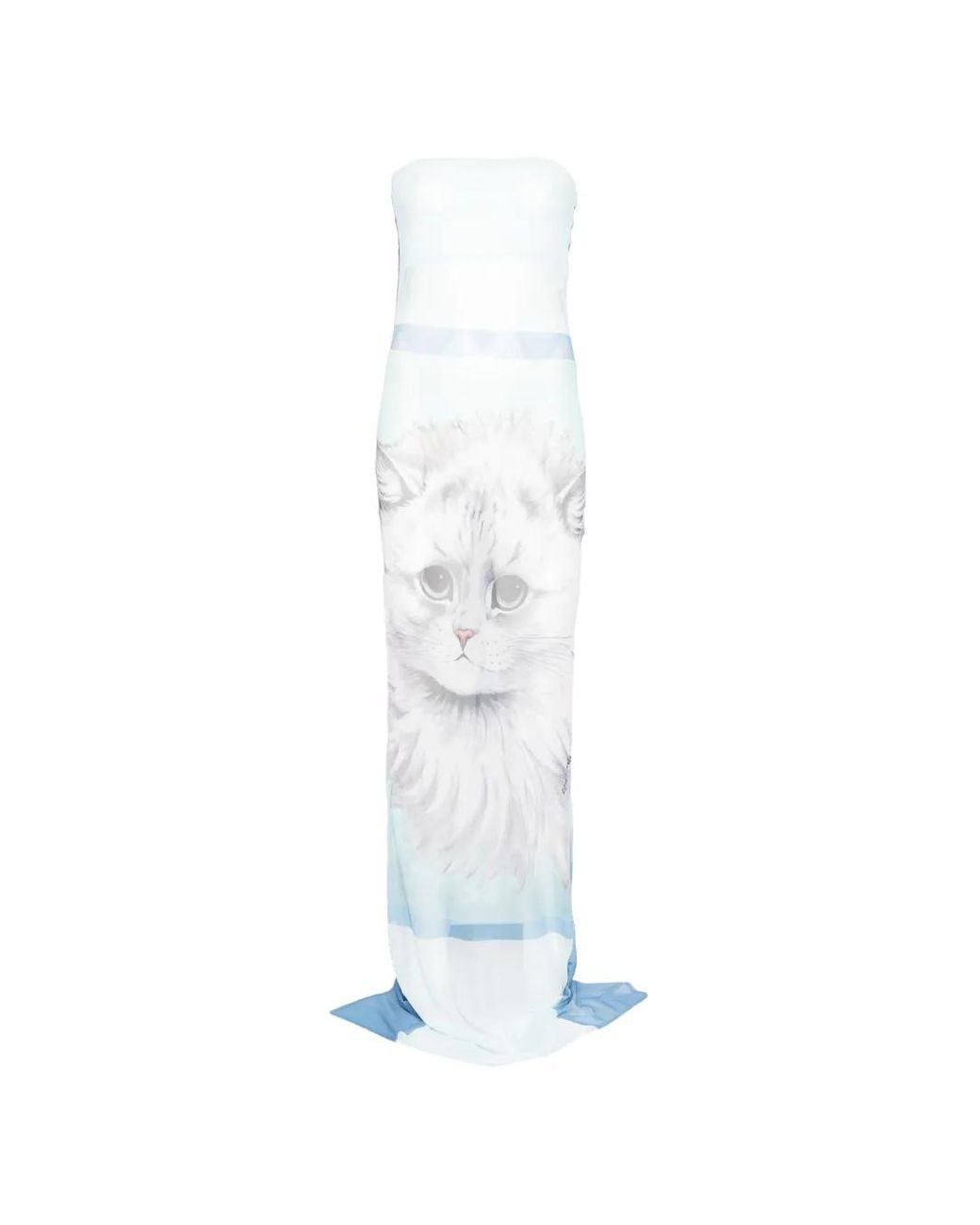 BARBARA BOLOGNA White Cat-Print Strapless Maxi Dress