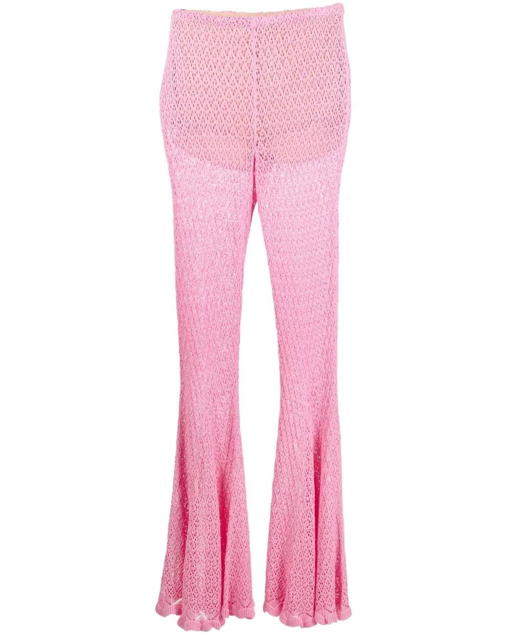 Blumarine Pink Knitted Flared Trousers