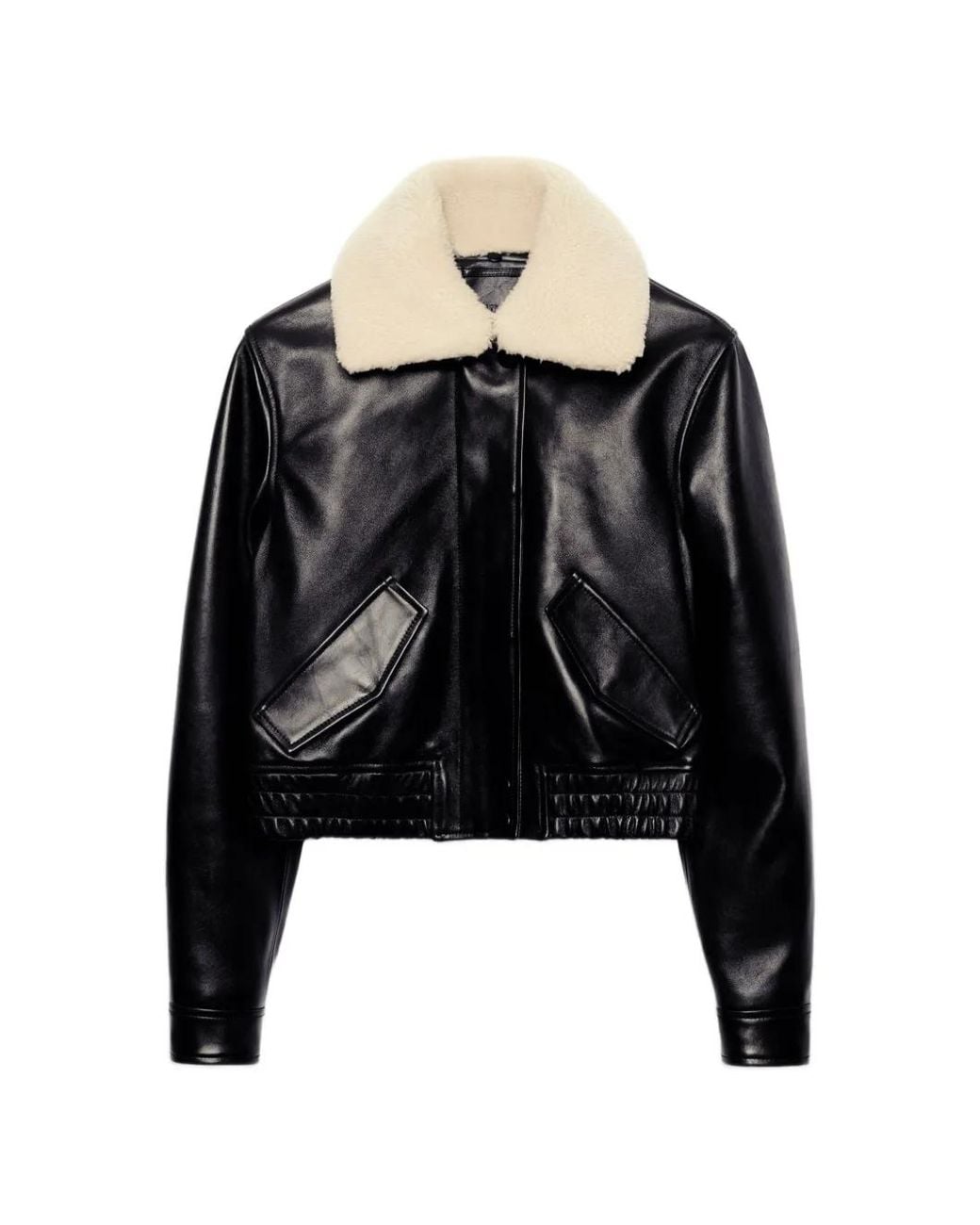 Stand Studio Black Dee Faux-Fur Collar Leather Jacket
