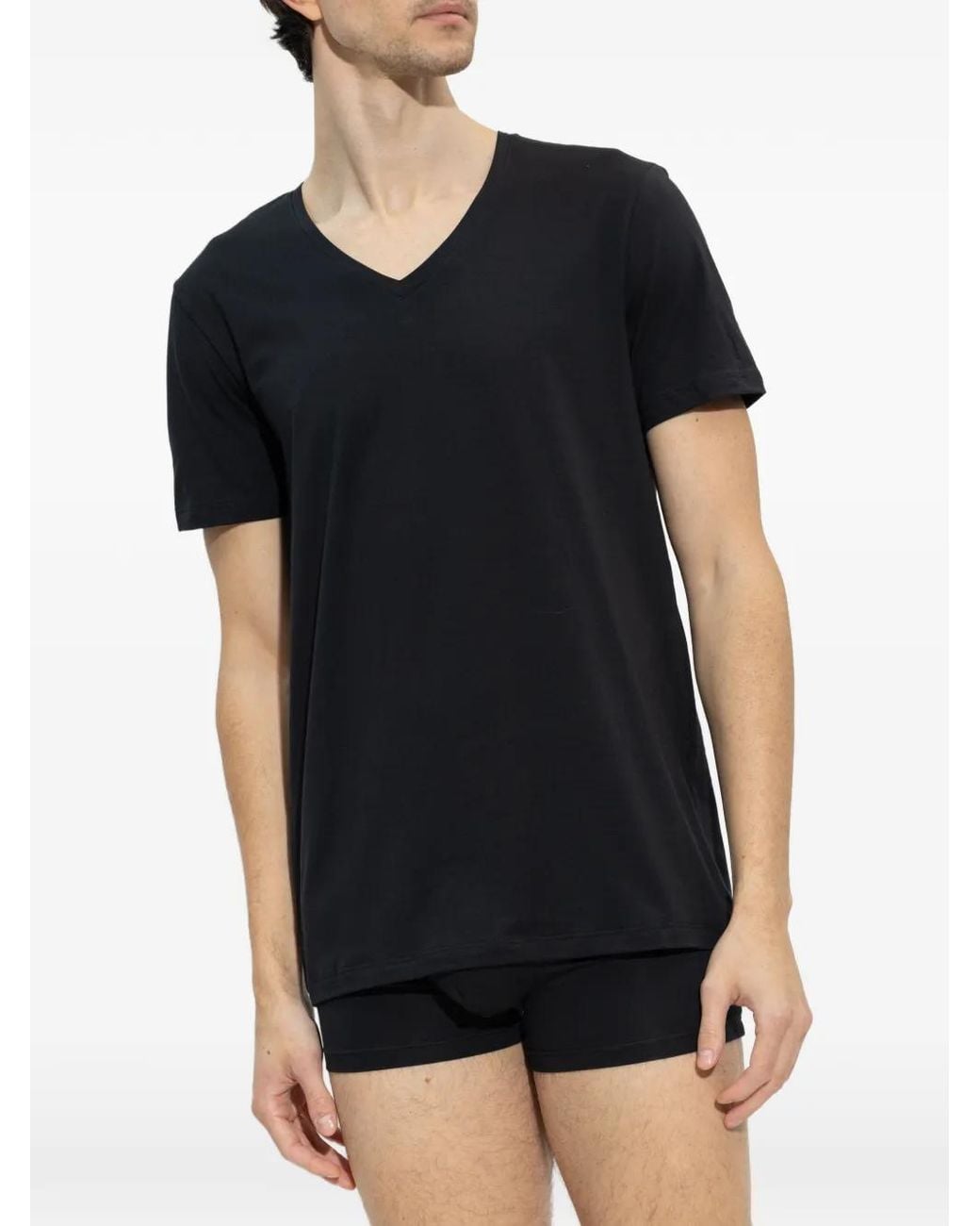 Hanro Black Cotton-Blend Boxer for men