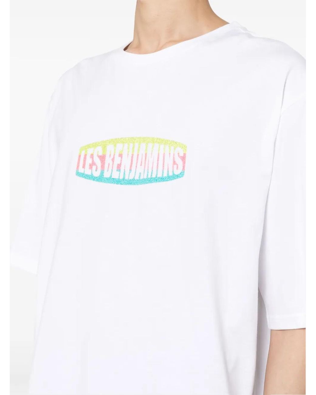 Les Benjamins White Logo-Print Oversized Cotton T-Shirt for men