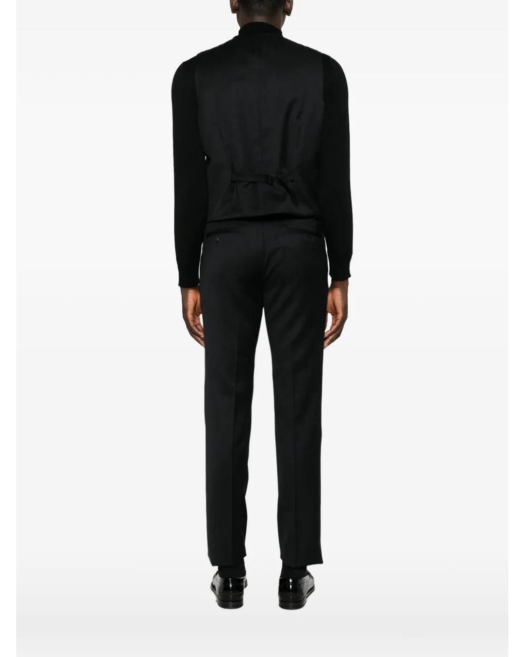 Karl Lagerfeld Black Notch-Lapel Button-Up Waistcoat for men
