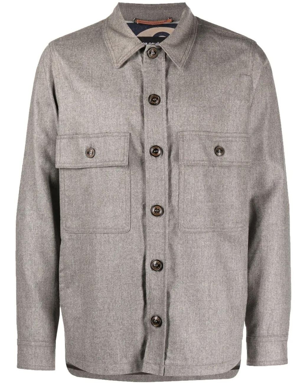 Jacob Cohen Gray Long-Sleeve Wool Shirt Jacket for men