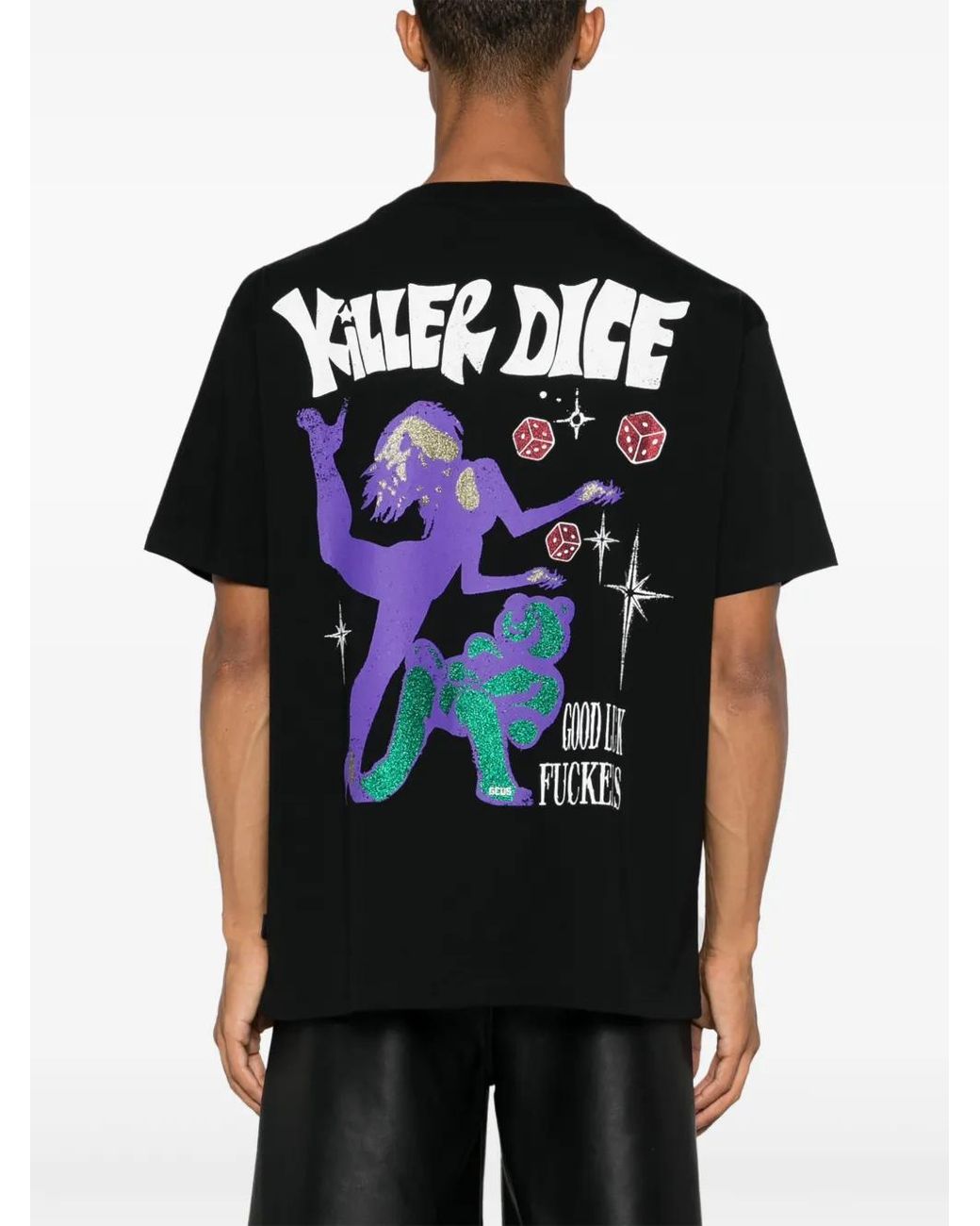 Gcds Black Graphic-Print T-Shirt for men