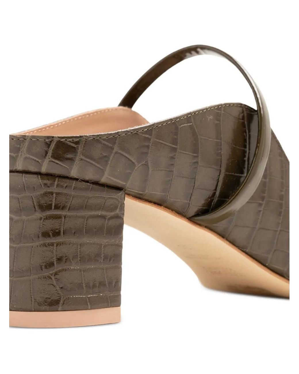 Malone Souliers Green Mules Norah À Effet Peau De Crocodile