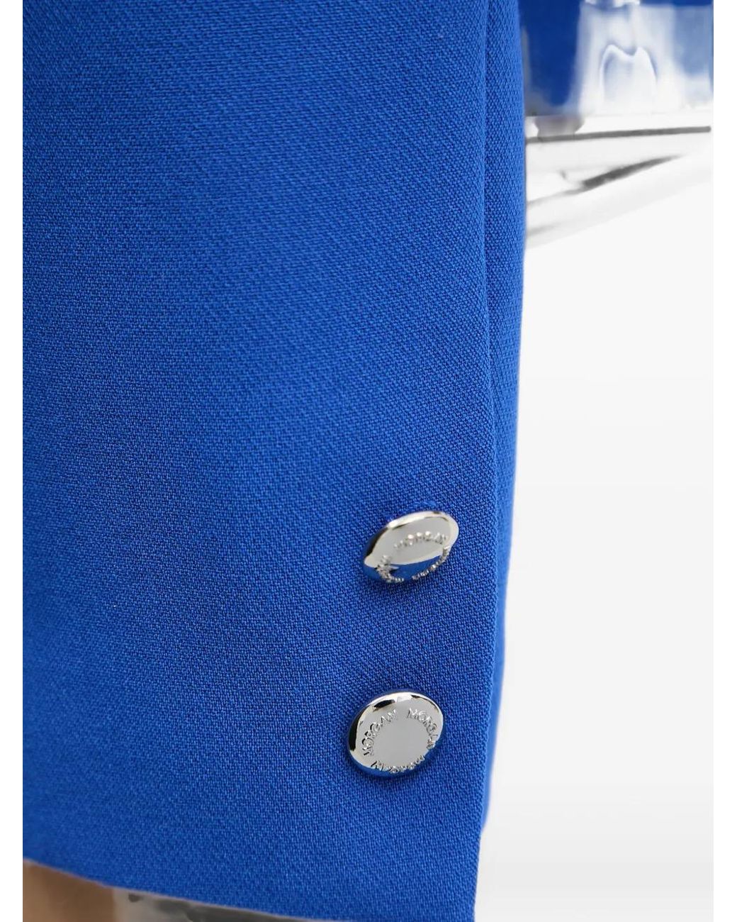 Morgan Blue Cropped Button-Cuff Jacket
