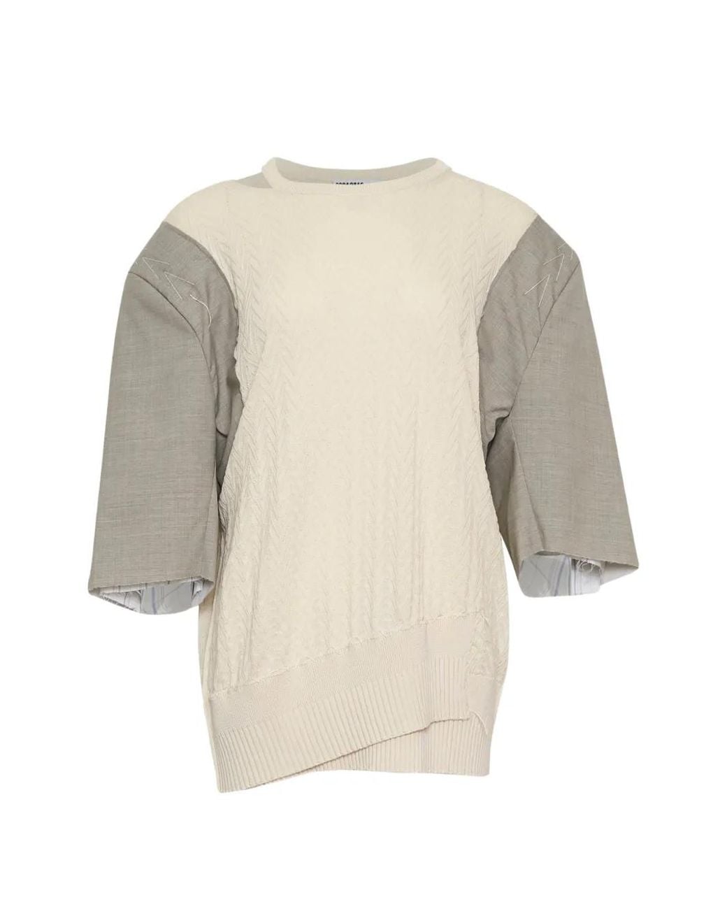 SONIA CARRASCO Natural Cable-Knit Panelled Sweater