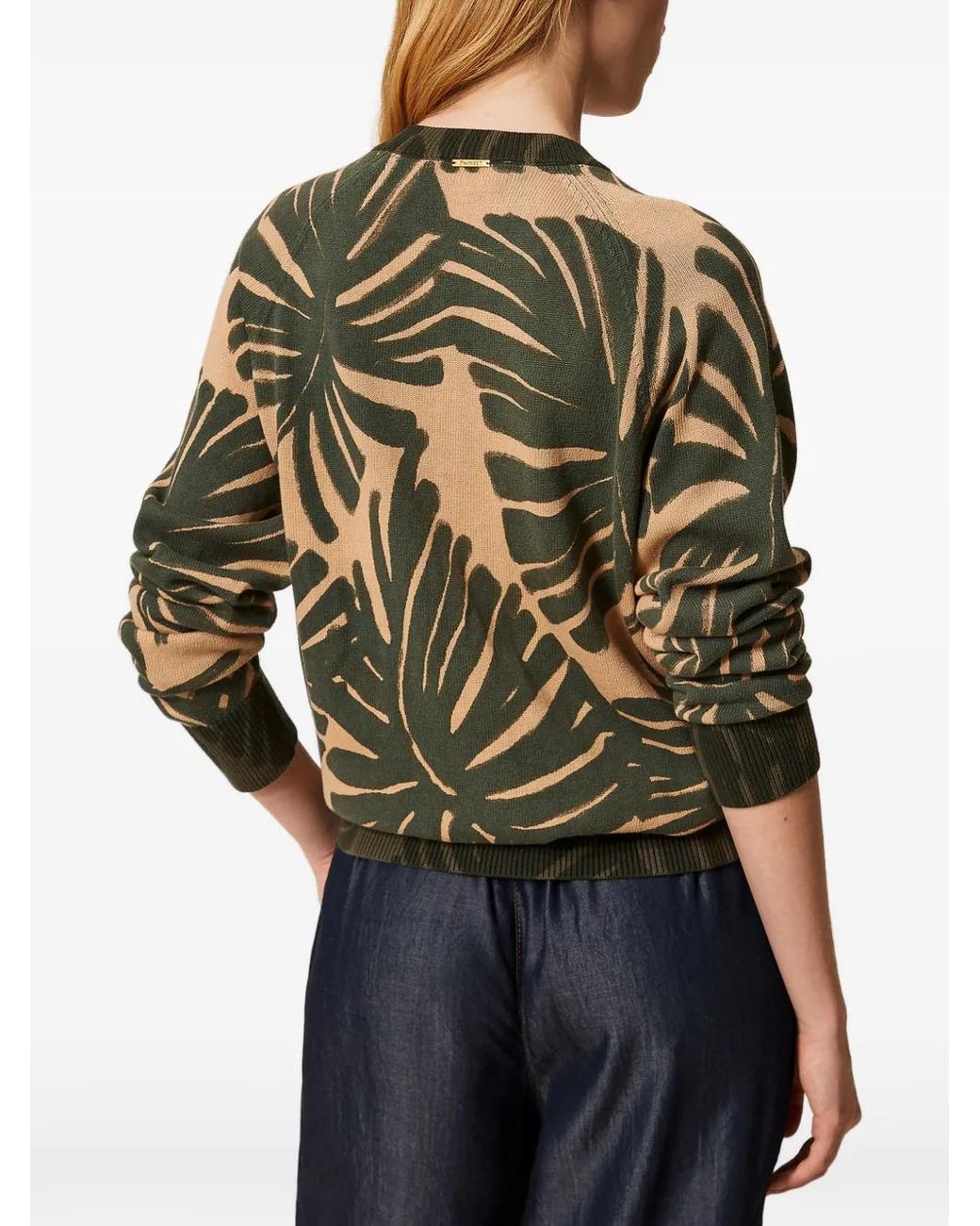 Twinset Green Jumper With Jungle Print