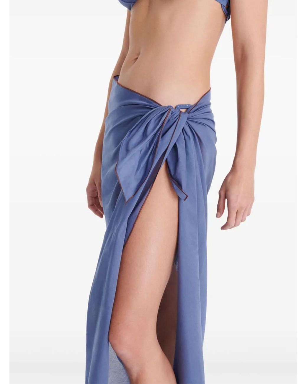 Eres Blue Cabine Logo-Embroidered Sarong