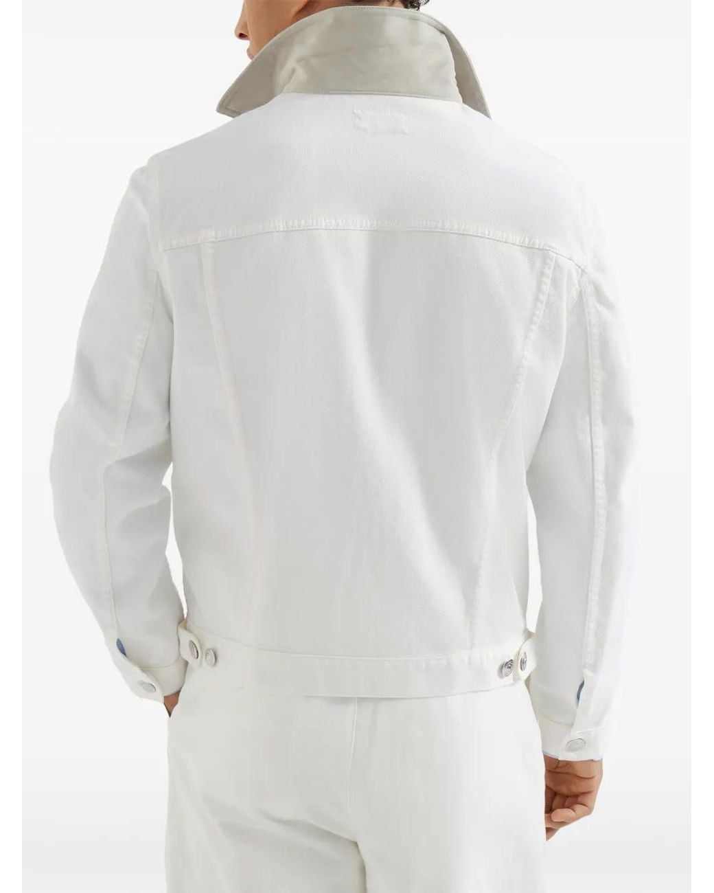 Brunello Cucinelli Button-Up Denim Jack in het White voor heren